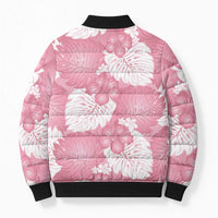 Pink Aloha Hawaii Bomber Puffer Jacket Monstera Hibiscus Plumeria Seamless Vibes - Polynesian Pride