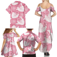 Pink Aloha Hawaii Family Matching Summer Maxi Dress and Hawaiian Shirt Monstera Hibiscus Plumeria Seamless Vibes - Polynesian Pride