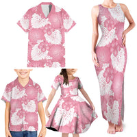 Pink Aloha Hawaii Family Matching Tank Maxi Dress and Hawaiian Shirt Monstera Hibiscus Plumeria Seamless Vibes - Polynesian Pride