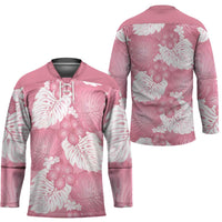 Pink Aloha Hawaii Hockey Jersey Monstera Hibiscus Plumeria Seamless Vibes - Polynesian Pride