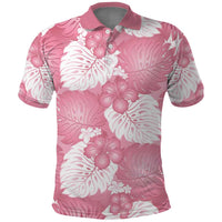 Pink Aloha Hawaii Polo Shirt Monstera Hibiscus Plumeria Seamless Vibes LT14 Pink - Polynesian Pride