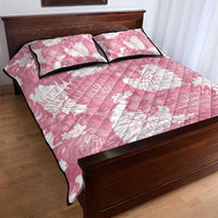Pink Aloha Hawaii Quilt Bed Set Monstera Hibiscus Plumeria Seamless Vibes - Polynesian Pride