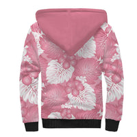 Pink Aloha Hawaii Sherpa Hoodie Monstera Hibiscus Plumeria Seamless Vibes - Polynesian Pride