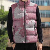 Pink Aloha Hawaii Sleeveless Puffer Jacket Monstera Hibiscus Plumeria Seamless Vibes - Polynesian Pride