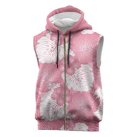 Pink Aloha Hawaii Sleeveless Zip Hoodie Monstera Hibiscus Plumeria Seamless Vibes - Polynesian Pride