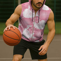 Pink Aloha Hawaii Sleeveless Zip Hoodie Monstera Hibiscus Plumeria Seamless Vibes - Polynesian Pride