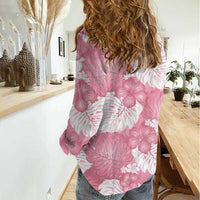 Pink Aloha Hawaii Women Casual Shirt Monstera Hibiscus Plumeria Seamless Vibes - Polynesian Pride