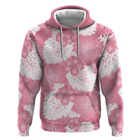 Pink Aloha Hawaii Zip Hoodie Monstera Hibiscus Plumeria Seamless Vibes - Polynesian Pride