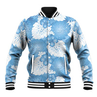 Blue Aloha Hawaii Baseball Jacket Monstera Hibiscus Plumeria Seamless Vibes - Polynesian Pride