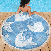 Blue Aloha Hawaii Beach Blanket Monstera Hibiscus Plumeria Seamless Vibes - Polynesian Pride