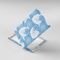 Blue Aloha Hawaii Canvas Wall Art Monstera Hibiscus Plumeria Seamless Vibes - Polynesian Pride