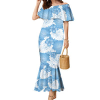 Blue Aloha Hawaii Family Matching Mermaid Dress and Hawaiian Shirt Monstera Hibiscus Plumeria Seamless Vibes - Polynesian Pride