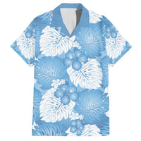 Blue Aloha Hawaii Family Matching Off Shoulder Maxi Dress and Hawaiian Shirt Monstera Hibiscus Plumeria Seamless Vibes - Polynesian Pride