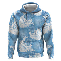 Blue Aloha Hawaii Hoodie Monstera Hibiscus Plumeria Seamless Vibes - Polynesian Pride