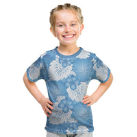 Blue Aloha Hawaii Kid T Shirt Monstera Hibiscus Plumeria Seamless Vibes - Polynesian Pride