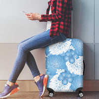 Blue Aloha Hawaii Luggage Cover Monstera Hibiscus Plumeria Seamless Vibes - Polynesian Pride