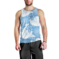 Blue Aloha Hawaii Men Tank Top Monstera Hibiscus Plumeria Seamless Vibes - Polynesian Pride