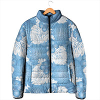 Blue Aloha Hawaii Padded Jacket Monstera Hibiscus Plumeria Seamless Vibes - Polynesian Pride