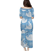 Blue Aloha Hawaii Puletasi Monstera Hibiscus Plumeria Seamless Vibes - Polynesian Pride