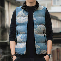 Blue Aloha Hawaii Sleeveless Puffer Jacket Monstera Hibiscus Plumeria Seamless Vibes - Polynesian Pride