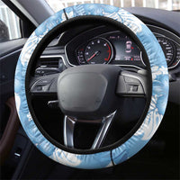 Blue Aloha Hawaii Steering Wheel Cover Monstera Hibiscus Plumeria Seamless Vibes - Polynesian Pride