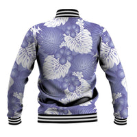 Purple Aloha Hawaii Baseball Jacket Monstera Hibiscus Plumeria Seamless Vibes - Polynesian Pride