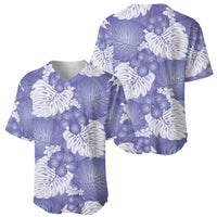 Purple Aloha Hawaii Baseball Jersey Monstera Hibiscus Plumeria Seamless Vibes - Polynesian Pride