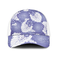 Purple Aloha Hawaii Baseball Net Cap Monstera Hibiscus Plumeria Seamless Vibes - Polynesian Pride