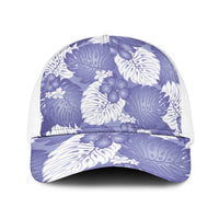 Purple Aloha Hawaii Baseball Net Cap Monstera Hibiscus Plumeria Seamless Vibes - Polynesian Pride
