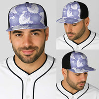 Purple Aloha Hawaii Baseball Net Cap Monstera Hibiscus Plumeria Seamless Vibes - Polynesian Pride