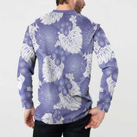 Purple Aloha Hawaii Button Sweatshirt Monstera Hibiscus Plumeria Seamless Vibes - Polynesian Pride