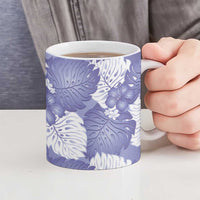 Purple Aloha Hawaii Ceramic Mug Monstera Hibiscus Plumeria Seamless Vibes - Polynesian Pride