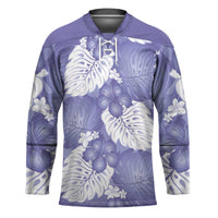 Purple Aloha Hawaii Hockey Jersey Monstera Hibiscus Plumeria Seamless Vibes LT14 Unisex Purple - Polynesian Pride