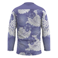 Purple Aloha Hawaii Hockey Jersey Monstera Hibiscus Plumeria Seamless Vibes LT14 - Polynesian Pride