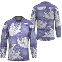 Purple Aloha Hawaii Hockey Jersey Monstera Hibiscus Plumeria Seamless Vibes LT14 - Polynesian Pride