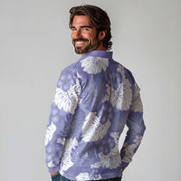 Purple Aloha Hawaii Long Sleeve Polo Shirt Monstera Hibiscus Plumeria Seamless Vibes - Polynesian Pride