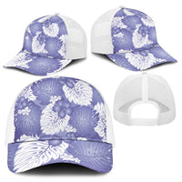 Purple Aloha Hawaii Mesh Trucker Cap Monstera Hibiscus Plumeria Seamless Vibes - Polynesian Pride