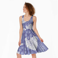 Purple Aloha Hawaii Midi Dress Monstera Hibiscus Plumeria Seamless Vibes - Polynesian Pride