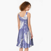 Purple Aloha Hawaii Midi Dress Monstera Hibiscus Plumeria Seamless Vibes - Polynesian Pride