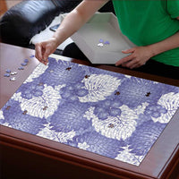 Purple Aloha Hawaii Puzzle Monstera Hibiscus Plumeria Seamless Vibes - Polynesian Pride