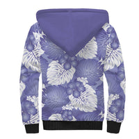 Purple Aloha Hawaii Sherpa Hoodie Monstera Hibiscus Plumeria Seamless Vibes - Polynesian Pride