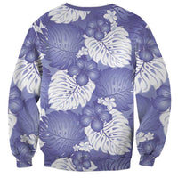 Purple Aloha Hawaii Sweatshirt Monstera Hibiscus Plumeria Seamless Vibes - Polynesian Pride
