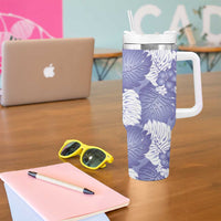 Purple Aloha Hawaii Tumbler With Handle Monstera Hibiscus Plumeria Seamless Vibes - Polynesian Pride