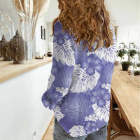 Purple Aloha Hawaii Women Casual Shirt Monstera Hibiscus Plumeria Seamless Vibes - Polynesian Pride