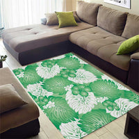 Green Aloha Hawaii Area Rug Monstera Hibiscus Plumeria Seamless Vibes - Polynesian Pride