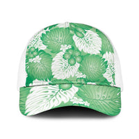 Green Aloha Hawaii Baseball Net Cap Monstera Hibiscus Plumeria Seamless Vibes - Polynesian Pride