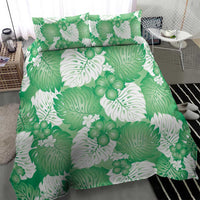 Green Aloha Hawaii Bedding Set Monstera Hibiscus Plumeria Seamless Vibes LT14 - Polynesian Pride