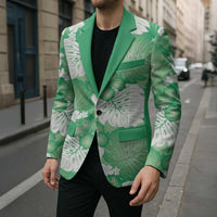 Green Aloha Hawaii Blazer Monstera Hibiscus Plumeria Seamless Vibes - Polynesian Pride