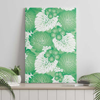 Green Aloha Hawaii Canvas Wall Art Monstera Hibiscus Plumeria Seamless Vibes - Polynesian Pride