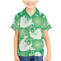 Green Aloha Hawaii Family Matching Mermaid Dress and Hawaiian Shirt Monstera Hibiscus Plumeria Seamless Vibes - Polynesian Pride